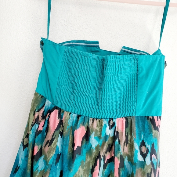 Anthropologie Girls from Savoy Painted Ikat Strapless Swing Dress Pockets sz 8 - Picture 5 of 9
